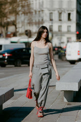 Carter Pocket Belt Pants - Grey Pinstripe