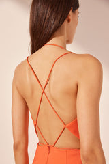 Lani Draped Cross Back Midi Dress - Hibiscus