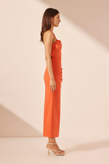 Lani Draped Cross Back Midi Dress - Hibiscus