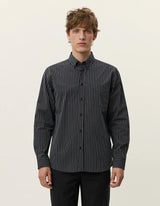 Kent Stripe Poplin Shirt - Black