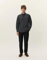 Kent Stripe Poplin Shirt - Black