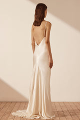 La Lune Low Back Maxi Dress - Cream