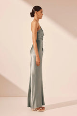 La Lune Asym Gathered Maxi Dress - Sage