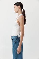 Plunge Neck Knit Top - White