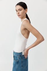 Plunge Neck Knit Top - White
