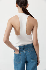 Plunge Neck Knit Top - White