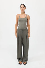 Organic Cotton Slim Scoop Tank - Smokey Olive