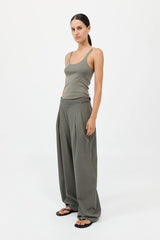 Organic Cotton Slim Scoop Tank - Smokey Olive