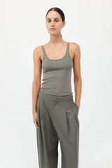 Organic Cotton Slim Scoop Tank - Smokey Olive