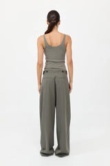 Organic Cotton Slim Scoop Tank - Smokey Olive