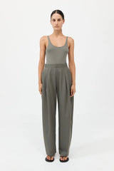 Organic Cotton Slim Scoop Tank - Smokey Olive