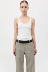 Organic Cotton Slim Scoop Tank - White