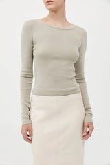 Organic Cotton Long Sleeve Top - Moss Grey