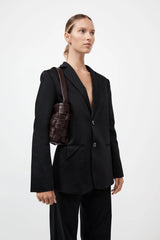 Textured Mini Woven Tote - Chocolate