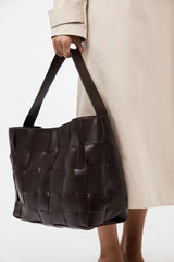 Woven Large Tote - Chocolate