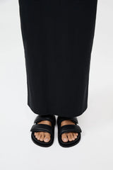Quilted Leather Slide - Black