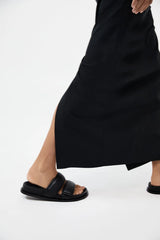 Quilted Leather Slide - Black