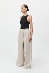 Petite Paperbag Waist Pants - Cream