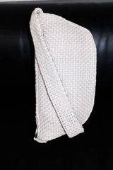 Lattice Weave Crescent Bag - Cream