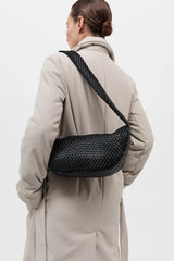 Lattice Weave Crescent Bag - Black