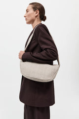 Lattice Weave Crescent Bag - Cream