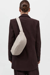 Lattice Weave Crescent Bag - Cream