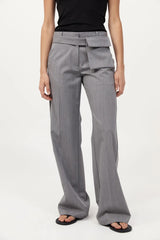 Carter Pocket Belt Pants - Grey Pinstripe