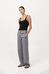 Carter Pocket Belt Pants - Grey Pinstripe