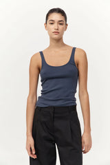 Organic Cotton Slim Scoop Tank - Storm