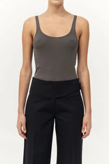 Organic Cotton Slim Scoop Tank - Khaki