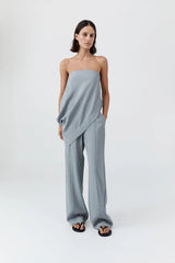 Strapless Asymm Drape Top - Mist