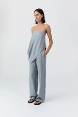 Strapless Asymm Drape Top - Mist