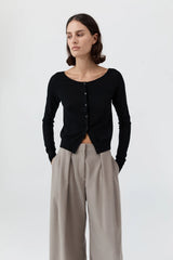 Merino Wool Ballet Cardigan - Black
