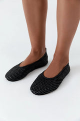 Lattice Wave Ballet Flat - Black