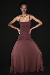 Sheer Silk Circle Hem Dress - Liqueur