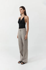 Cowl Halter Knit Top - Black - BLVD