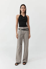 Cowl Halter Knit Top - Black - BLVD