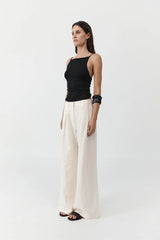 Pleat Loop Pants - Ivory - BLVD