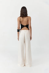 Pleat Loop Pants - Ivory - BLVD