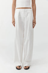 Relaxed Pleat Pants - Off White - BLVD