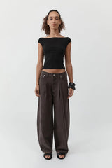 Canvas Mid Rise Barrel Jeans - Ash - BLVD