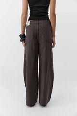 Canvas Mid Rise Barrel Jeans - Ash - BLVD