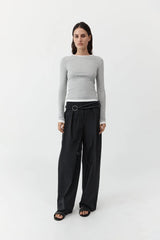 Relaxed Pleat Pants - Black - BLVD