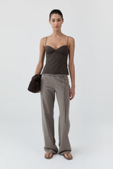 90s Wool Rouleau Minimal Pants - Light Taupe