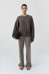 90s Wool Rouleau Minimal Pants - Light Taupe
