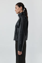 Cocoon Zip Leather Jacket - Black
