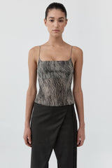 Savanna Stretch Silk Cami - Zebra
