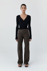 Baby Wool Wrap Top - Black