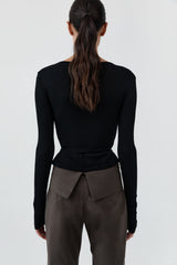 Baby Wool Wrap Top - Black