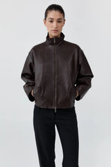Cocoon Zip Leather Jacket - Chocolate